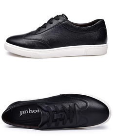 金猴休閑皮鞋系帶板鞋男2018新款頭層牛皮圓頭潮鞋平底英倫風(fēng)男鞋sq25118a