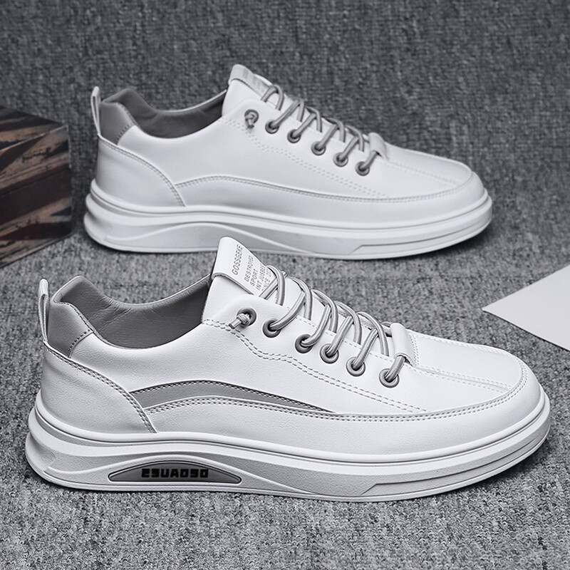 森馬潮牌新品鞋子男男鞋2022新款流休閑皮鞋夏季透氣小鞋鞋旗艦聯名同款 白灰-網面款 42