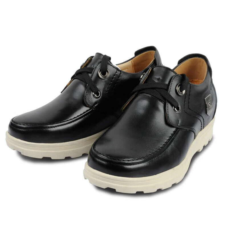 新腳度男士內增高鞋8CM商務休閑皮鞋英倫系帶男鞋時尚潮鞋 魅力黑 43