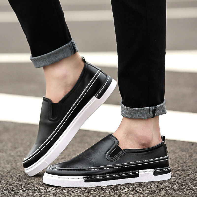 覓蒂 男鞋春季商務休閑皮鞋子男士工裝鞋伐木鞋大頭布洛克皮鞋青年英倫風正裝低幫板鞋 YJ-3001黑色 40