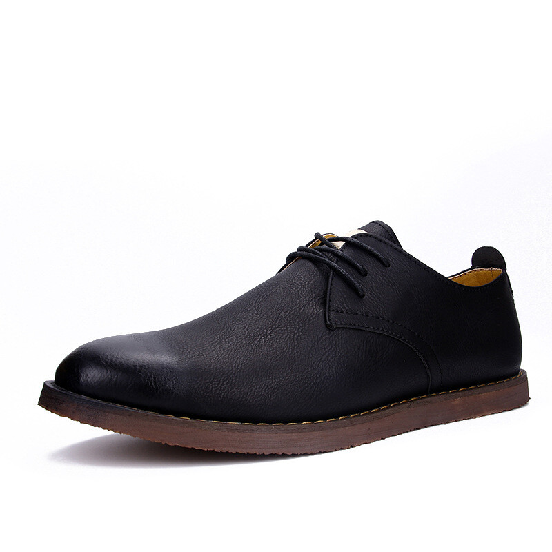 秋冬新風尚 男士深灰色系帶休閑皮鞋，商務休閑兩相宜